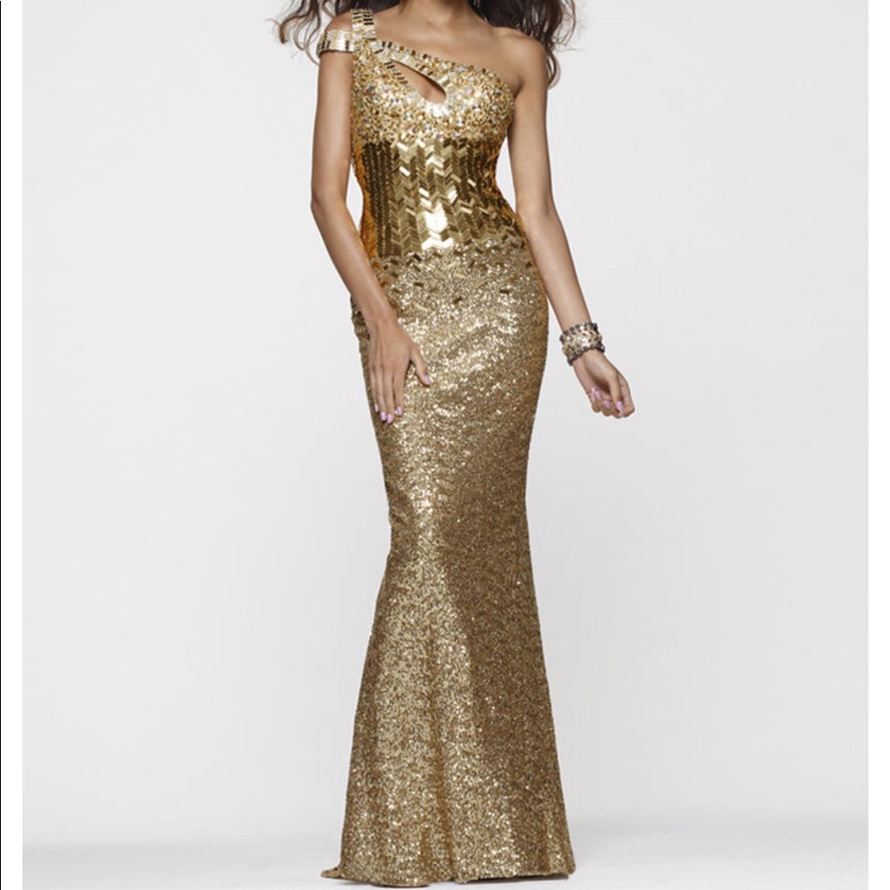 CLARISSE PROM 2117 - Gold One Shoulder Sequin Prom